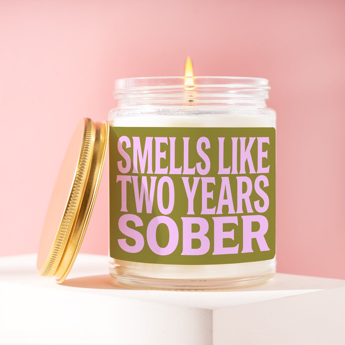 Sobriety Anniversary Gift for Men, Smells Like Two Years Sober Candle, 2nd Recovery Milestone, Proud of You Present for Husband or Dad R486