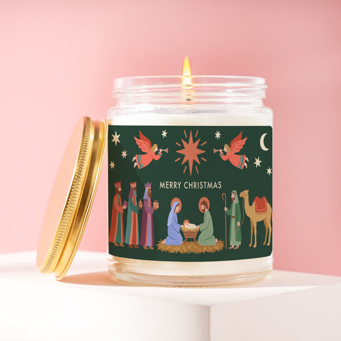 Manger Nativity Candle, Christian Christmas Gift for Her, Nativity Gifts, Merry Christmas, Three Wise Men, Church Hostess Gift R506