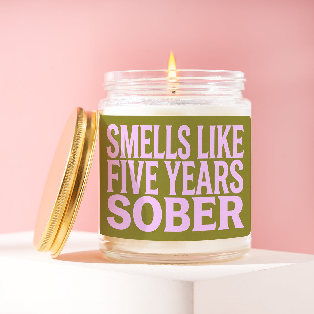 Sobriety Anniversary Gift for Men, Smells Like Five Years Sober Candle, 5th Recovery Milestone, 5 Year Sober Gift, AA Anniversary Gift R492
