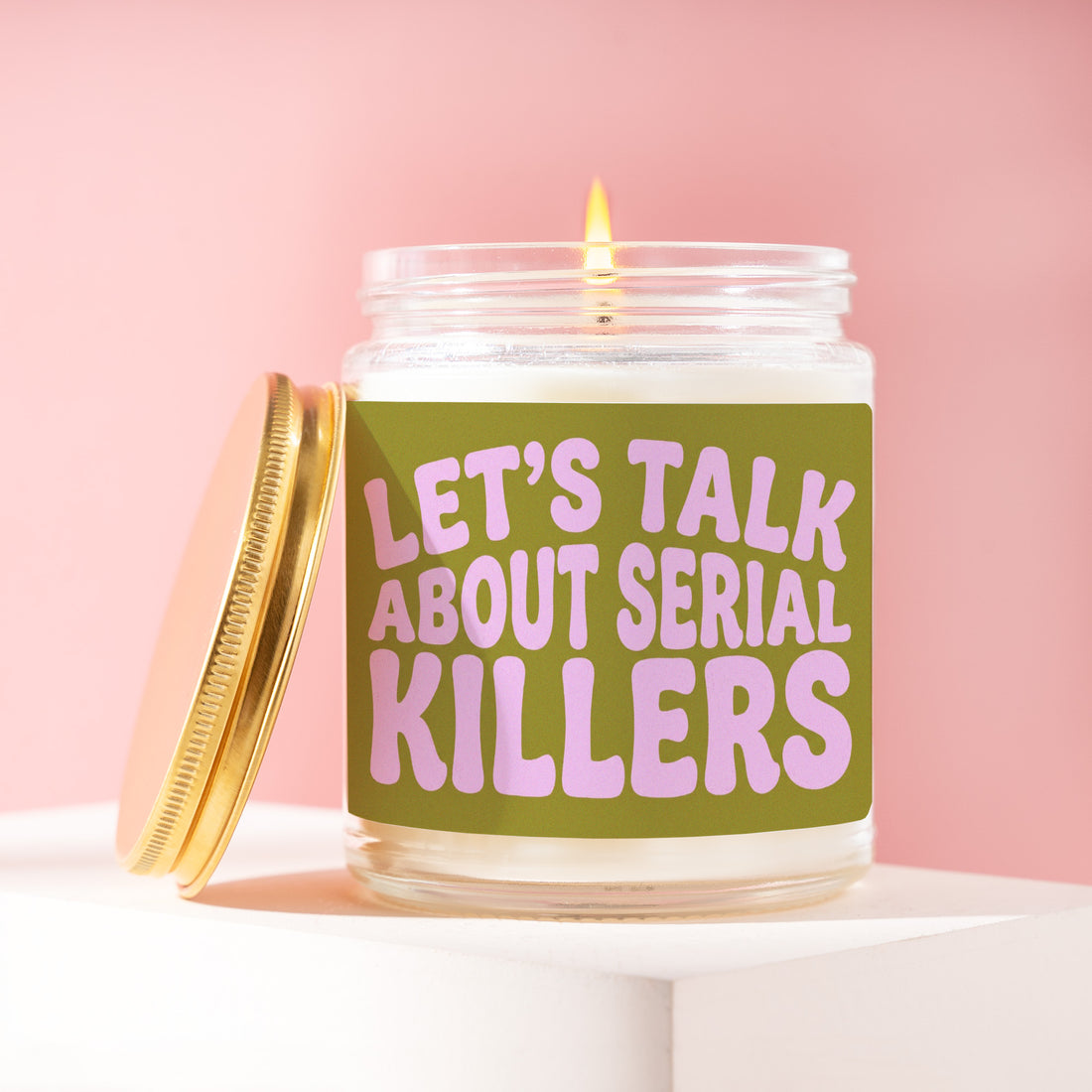 Let's Talk About Serial Killers Candle, True Crime Gift for Her, Podcast Birthday Present for Bestie, Murderino Idea R155