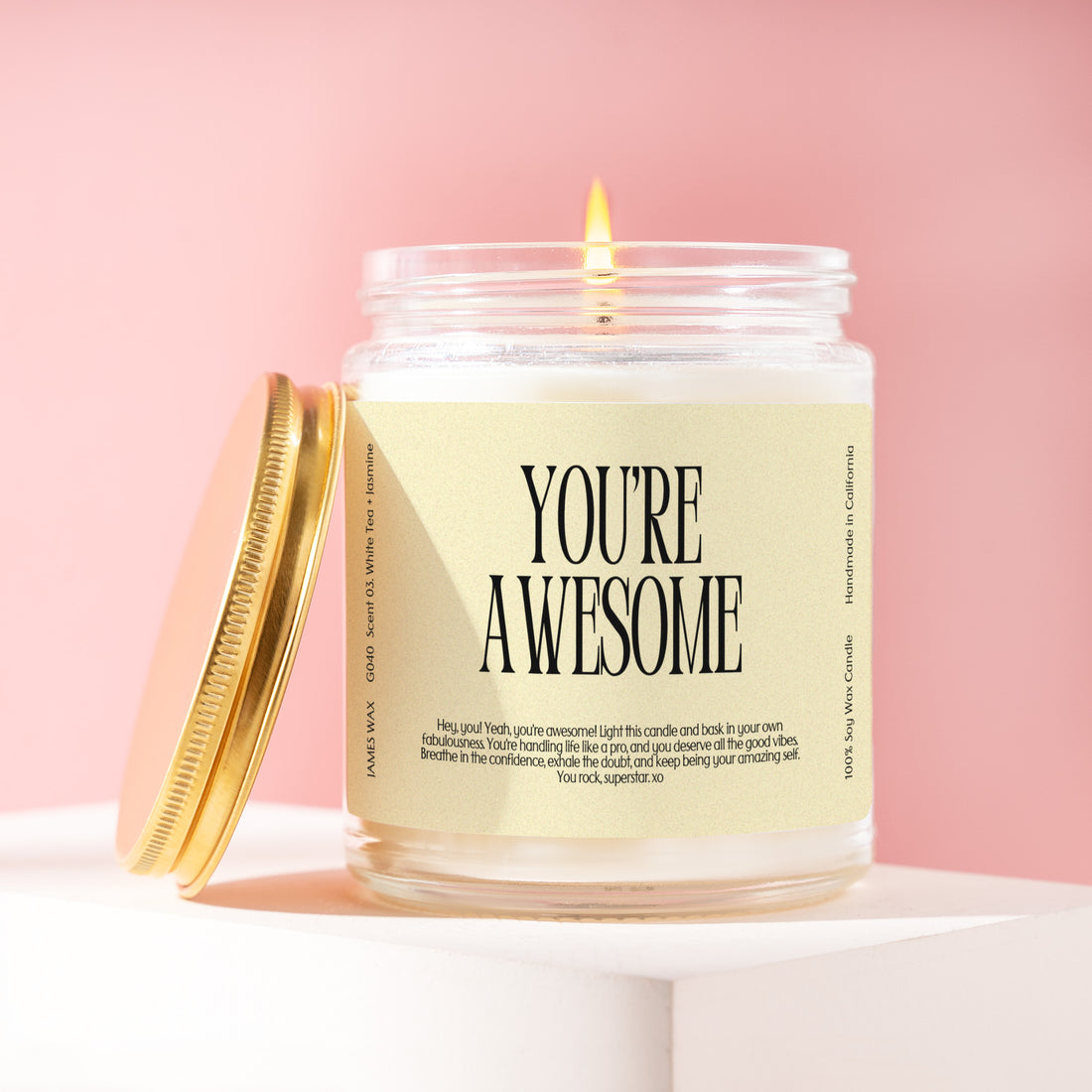 Funny You're Awesome Candle Gift for Her, You Rock Superstar, Encouragement Gifts, Thank You Gift for Friend, 9oz Soy Wax Candle G040