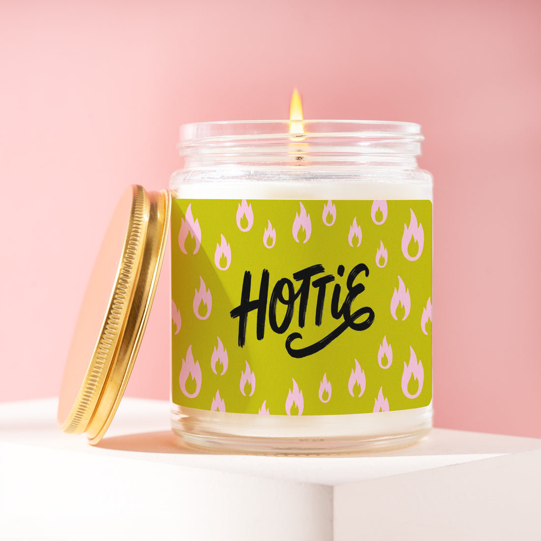 Hottie Candle, Flirty Gift for Her, Chartreuse Script Birthday Present for Girlfriend, Bestie, Valentines Crush Idea R123