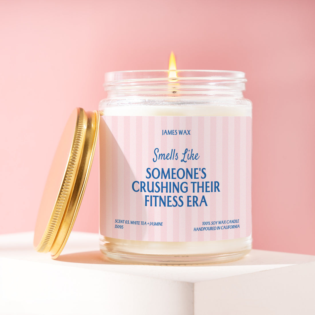 Funny Fitness Candle Gift for Gym Lovers, Workout Gift for Her, Runner or Fitness Lover Present, 9oz Soy Wax Candle for Birthday JS095