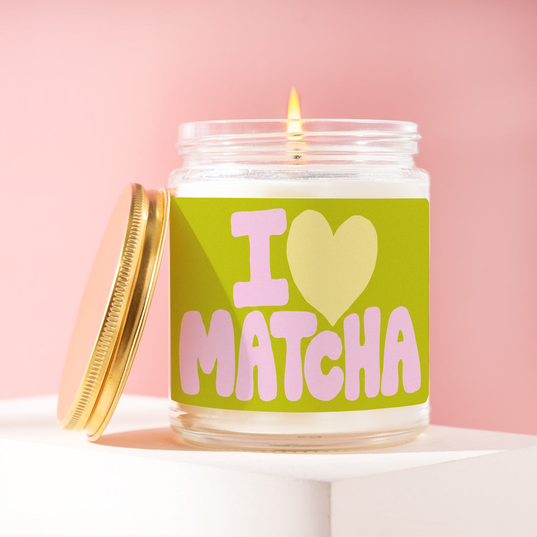 I Heart Matcha Candle, Green Tea Lover Gift for Her, Chartreuse Birthday Present for Bestie, Coworker, Cafe Idea R124