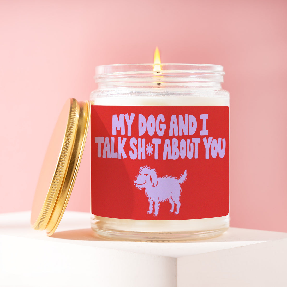 My Dog and I Talk Shit About You Candle, Funny Puppy Mom Gift for Her, Pup Art Birthday Present for Bestie, Snarky R193