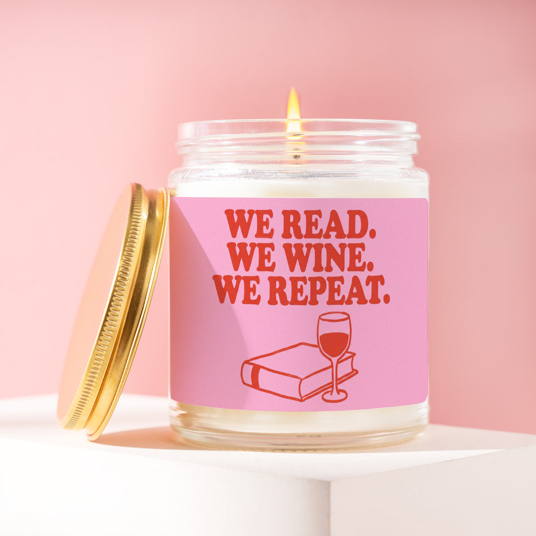 We Read We Wine We Repeat Candle, Book Club Gift for Her, Wine Glass Art Birthday Present, Bookish Hostess Idea R239