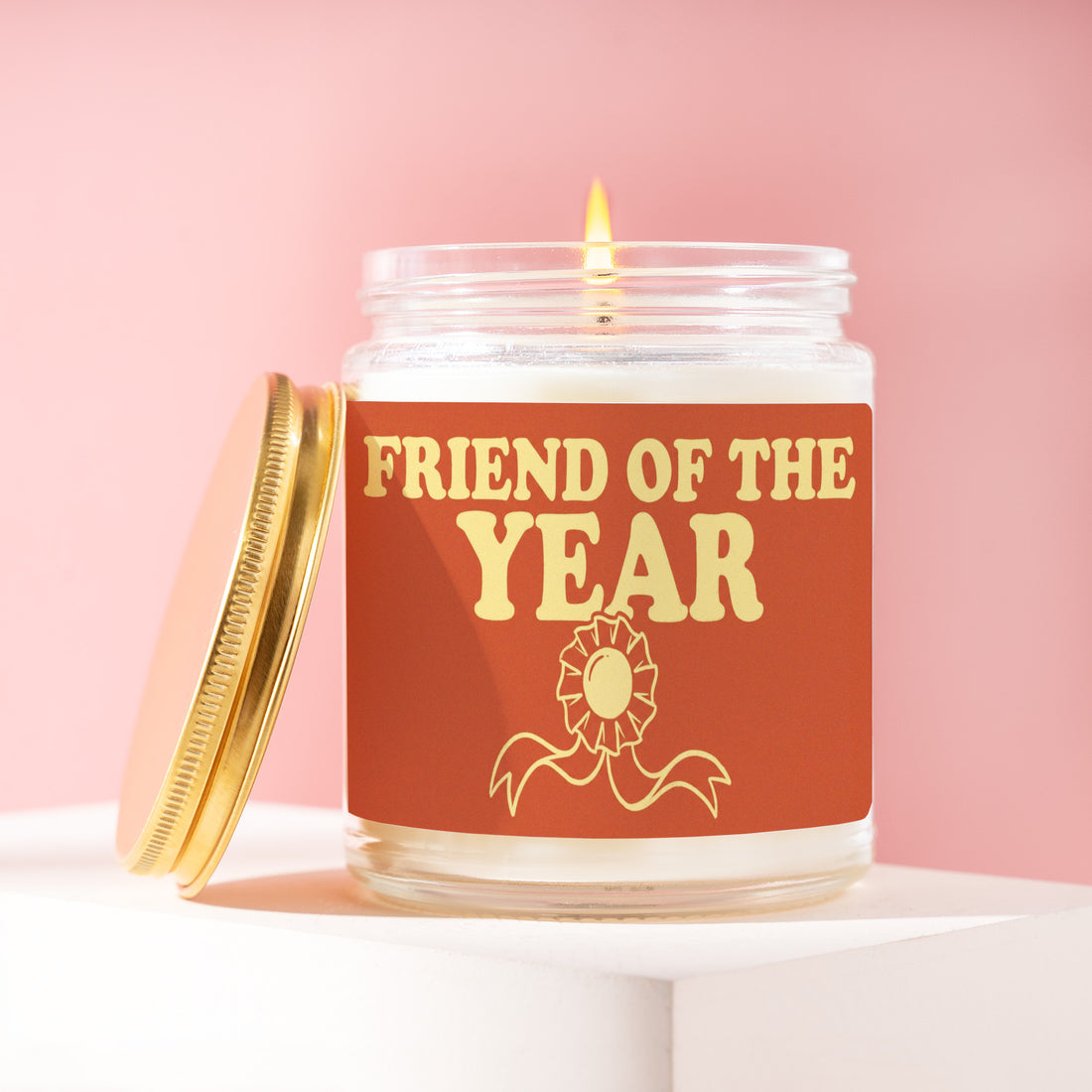 Friend of the Year Candle, Thank You Gift for Bestie, Prize Rosette Birthday Present, Appreciation Idea for Soul Sister R096