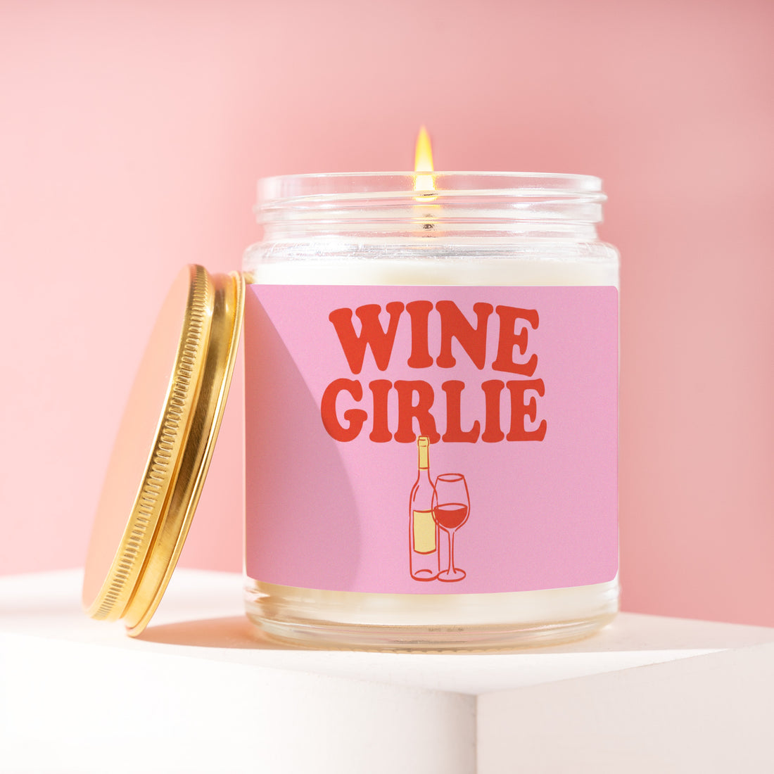 Wine Girlie Candle, Vino Lover Gift for Her, Bottle Art Birthday Present for Bestie, Coworker, Galentines Party Idea R247