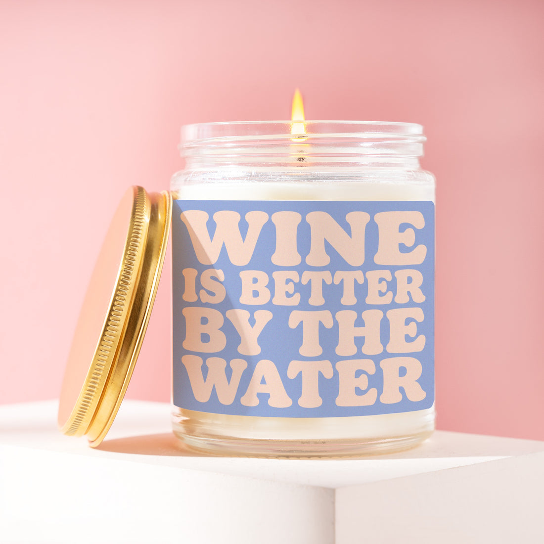Wine Is Better by the Water Candle, Lake House Gift for Her, Periwinkle Birthday Present for Bestie, Boat Beach Idea R250