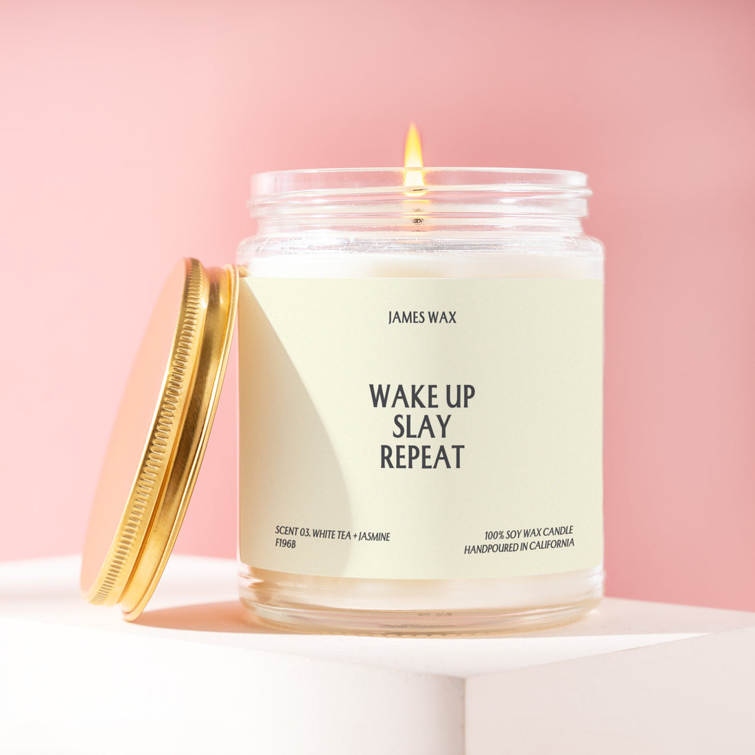 Funny Slay Candle Gift for Women, Wake Up Slay Repeat, Girl Boss Gifts, Motivational Present for Coworker, 9oz Soy Wax Candle F196B