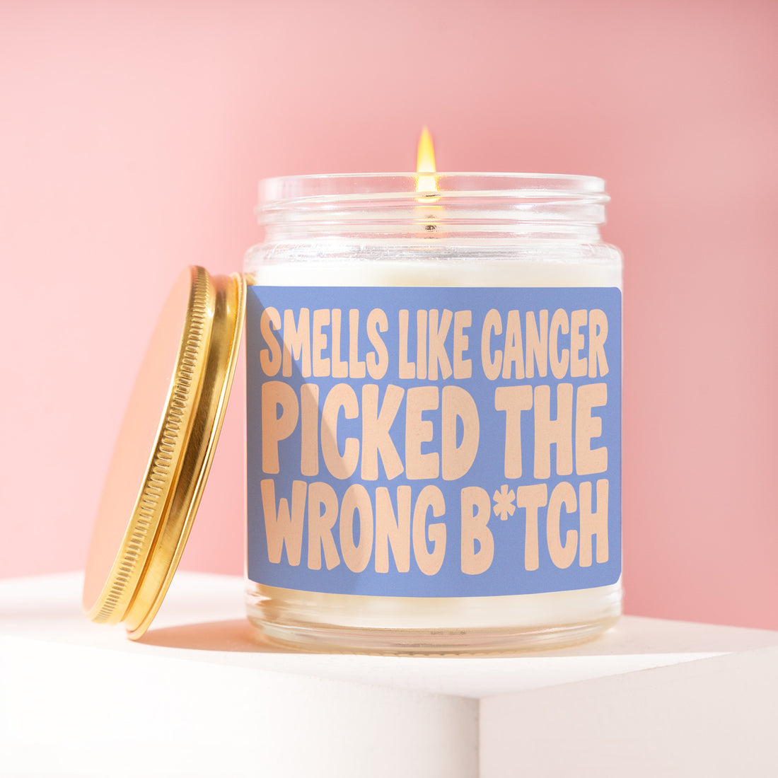 Get Well Soon Candle, Chemo Friend Gift, Smells Like Cancer Picked The Wrong B*tch, Warrior Encouragement, Thinking of You, Mom, Wife R281