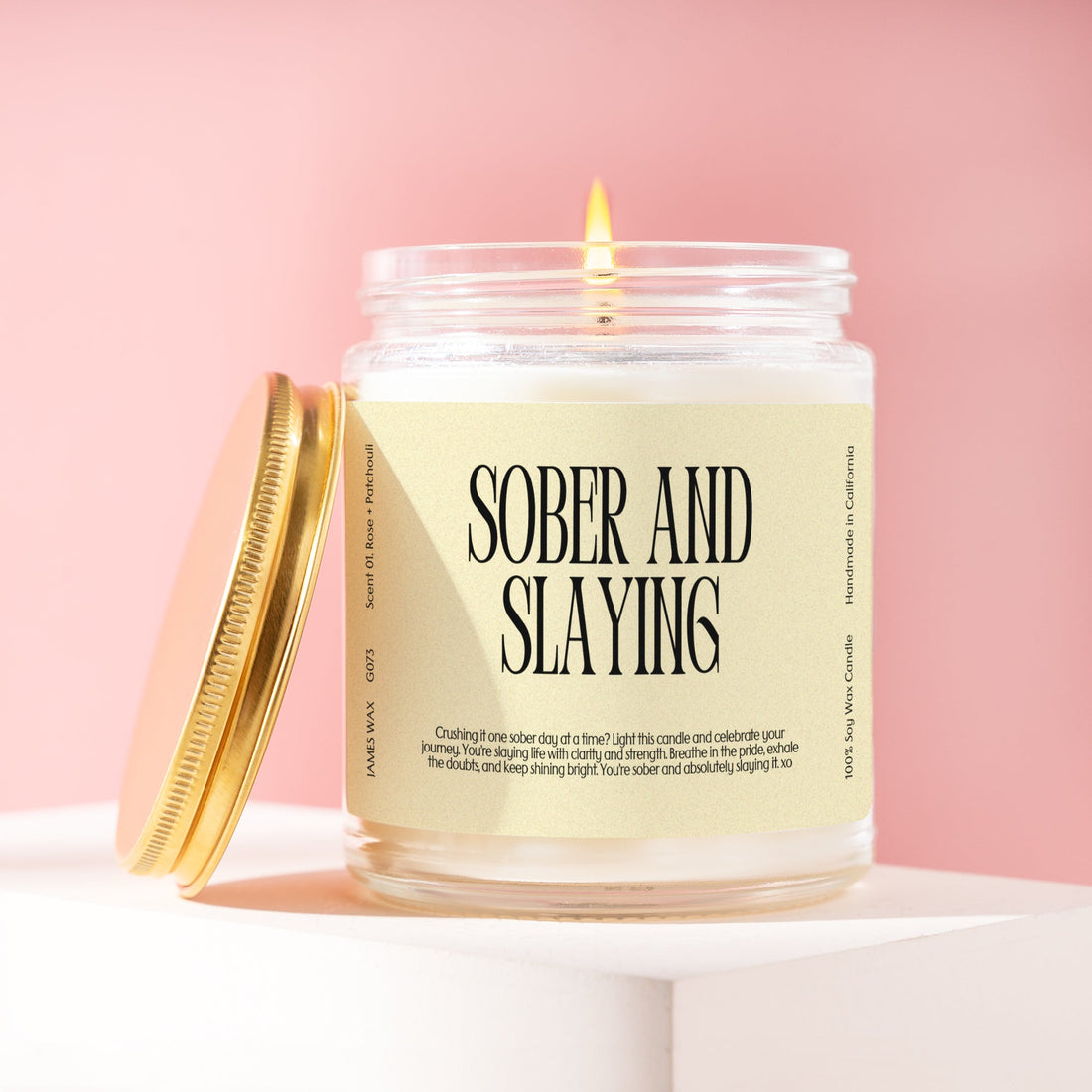 Sobriety Celebrating Sobriety Sober and Slaying Candle G073