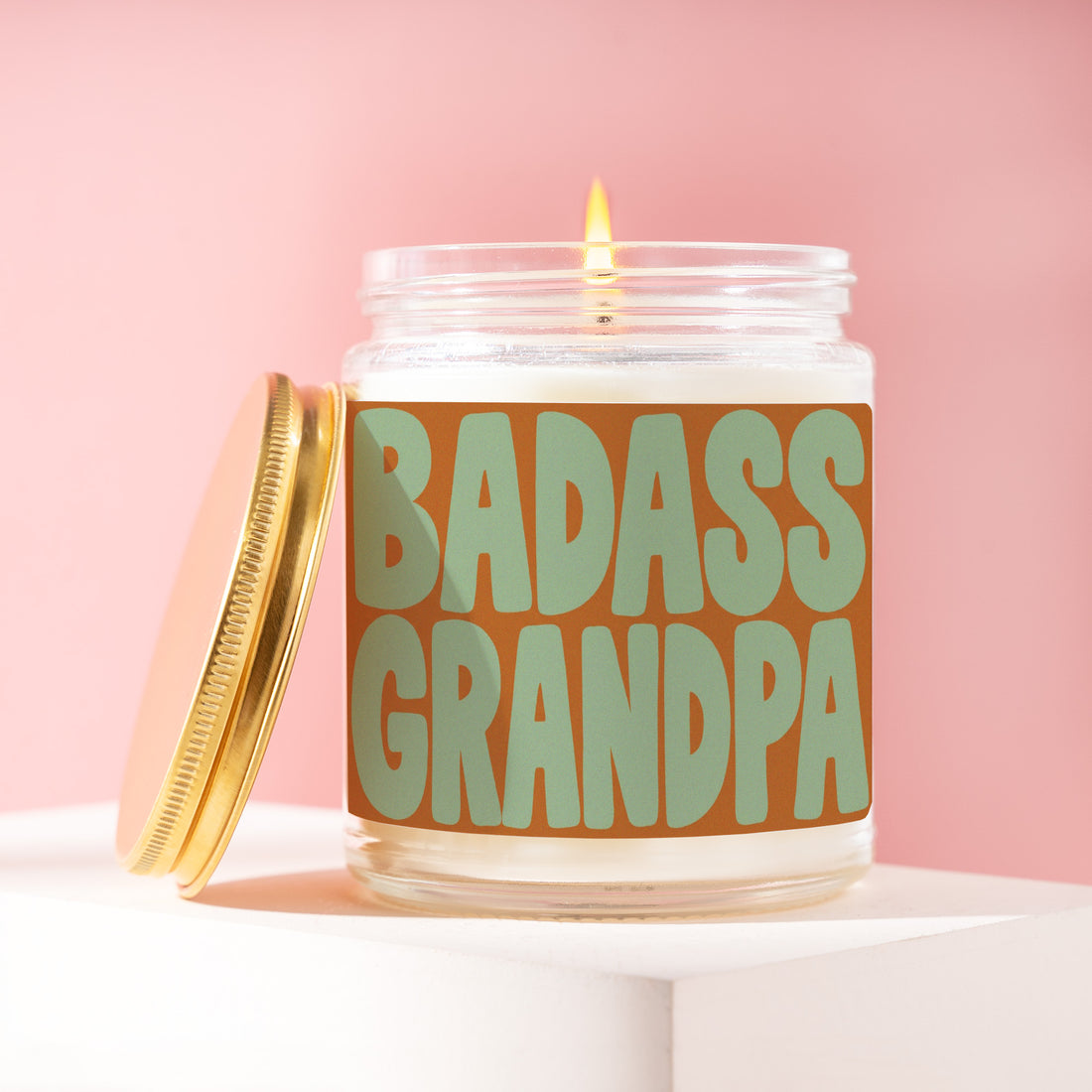Badass Grandpa Candle, Funny Gift for Papa, Fathers Day Birthday Present from Grandkids, New Pops Pregnancy Reveal R039