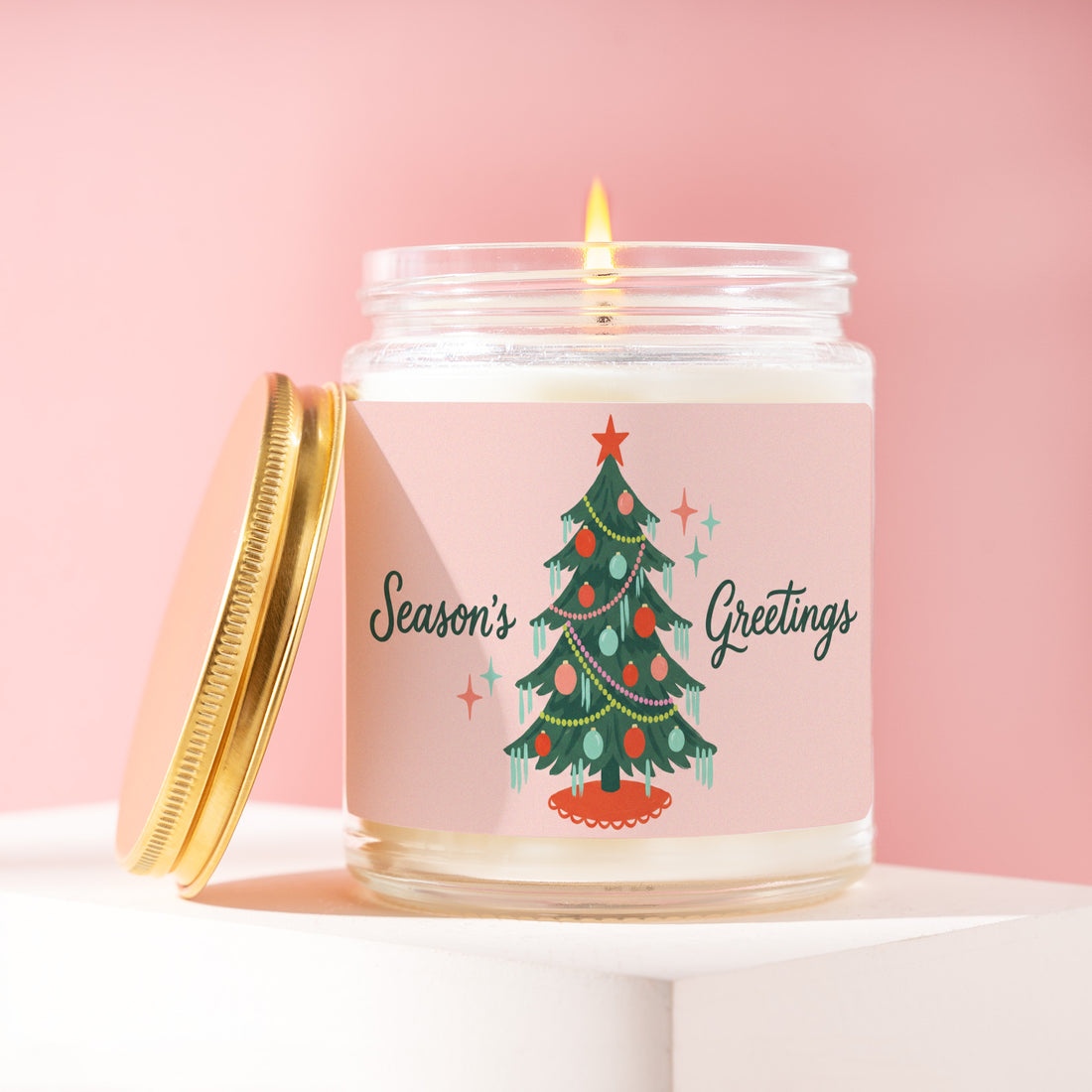 Vintage Christmas Tree Candle, Retro Tinsel Tree Gift for Her, Pink Christmas Gifts, Season's Greetings, Secret Santa R507