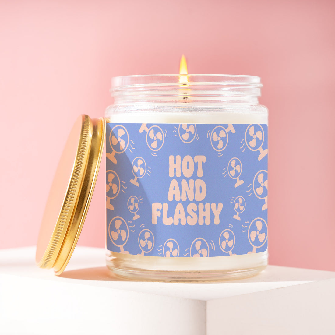 Hot and Flashy Candle, Menopause Gift for Her, Periwinkle Retro Birthday Present for Mom, Bestie, Midlife Humor R118