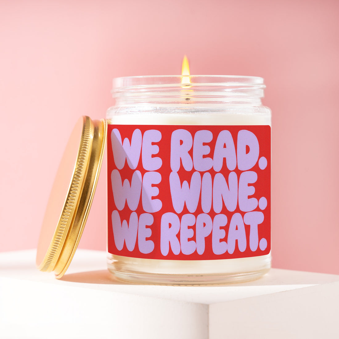 We Read We Wine We Repeat Candle, Book Club Gift for Her, Cherry Red Birthday Present, Bookish Hostess Bestie Idea R240
