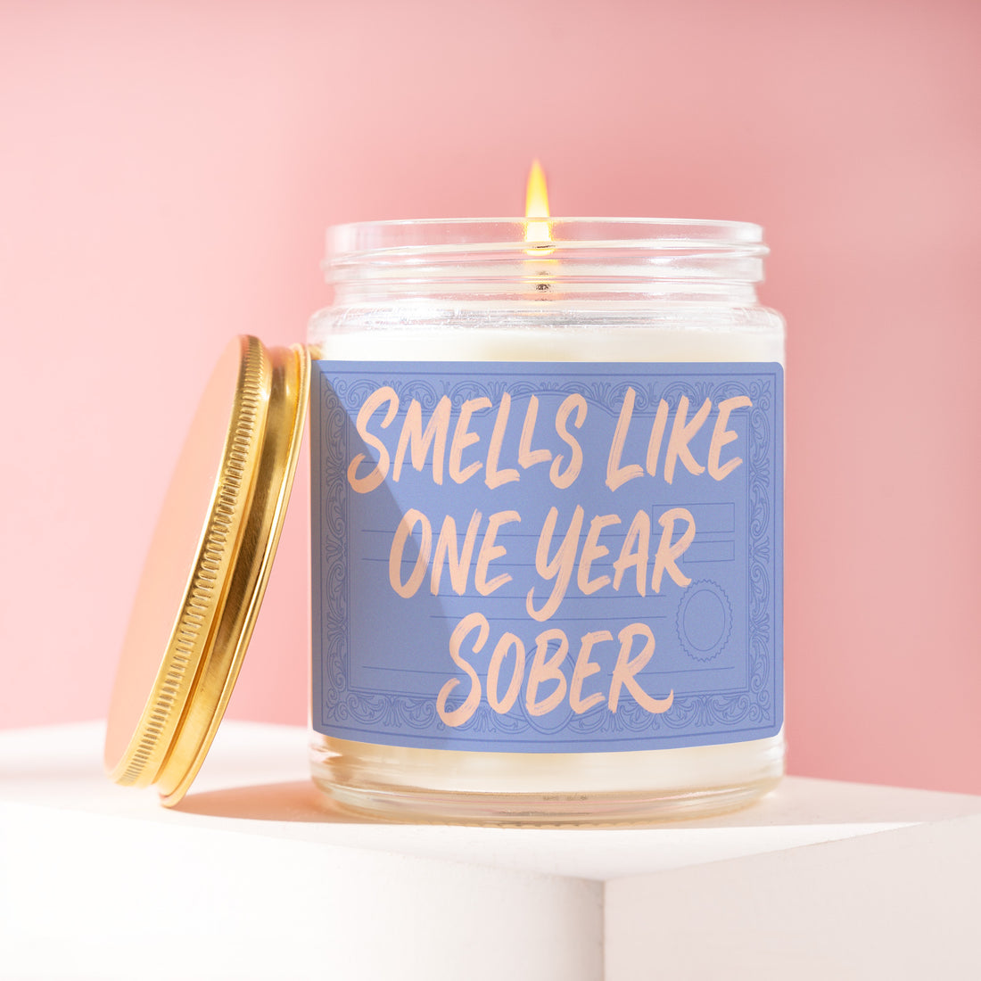 Sobriety Anniversary Gift for Her, Smells Like One Year Sober Candle, 1st Recovery Milestone Present for Women, Clean Time R483