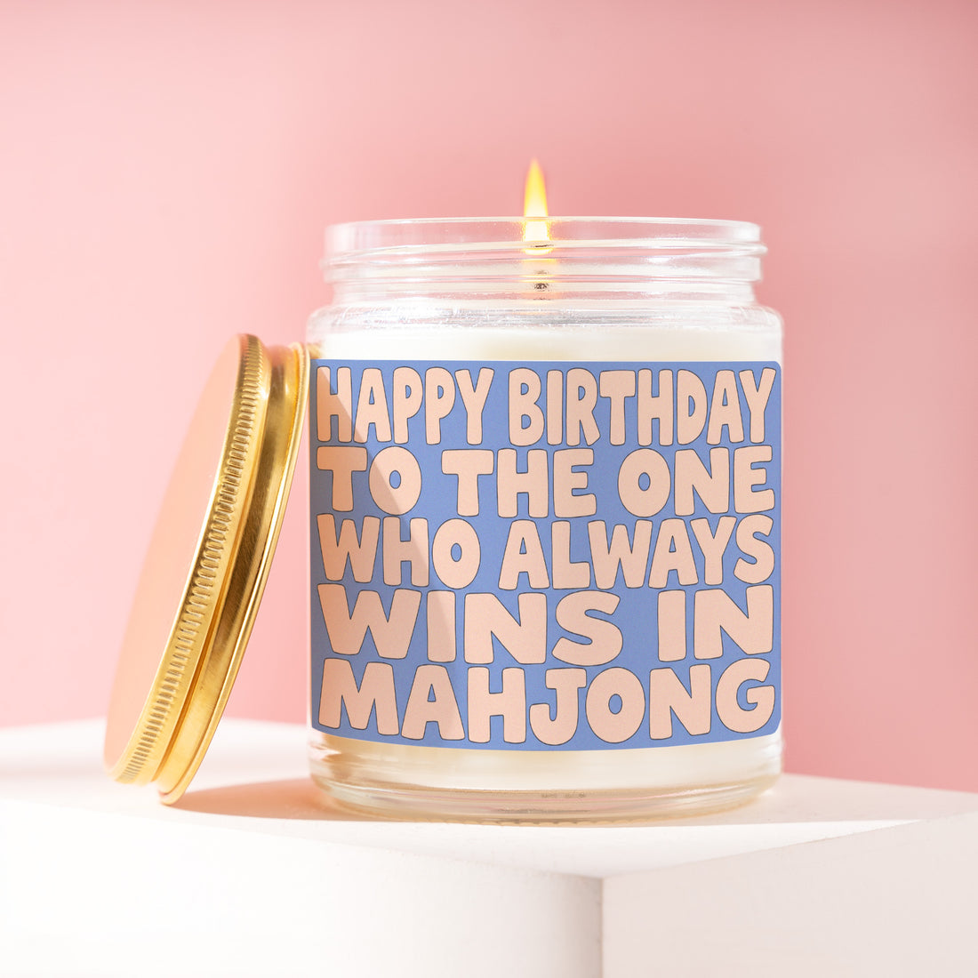 Happy Birthday to the One Who Always Wins in Mahjong Candle, Player Gift for Her, Periwinkle Tile Group Present R111