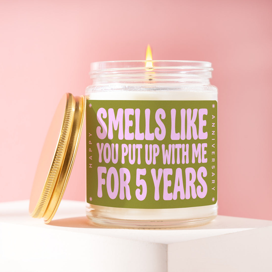 5th Anniversary Gift for Husband, You Put Up With Me for 5 Years Candle, Funny Wood Wedding Present from Wife, Hubby Anniversary Gift R452