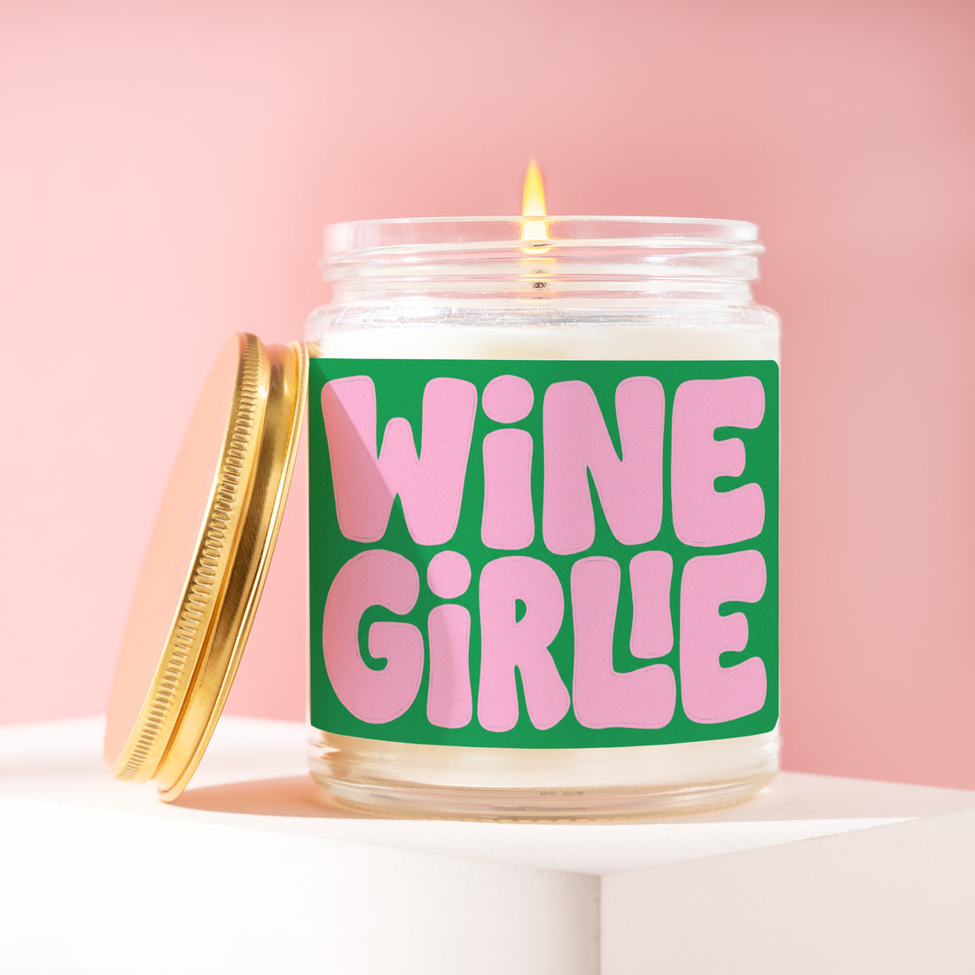 Wine Girlie Candle, Vino Lover Gift for Her, Kelly Green Birthday Present for Bestie, Coworker, Galentines Party R248