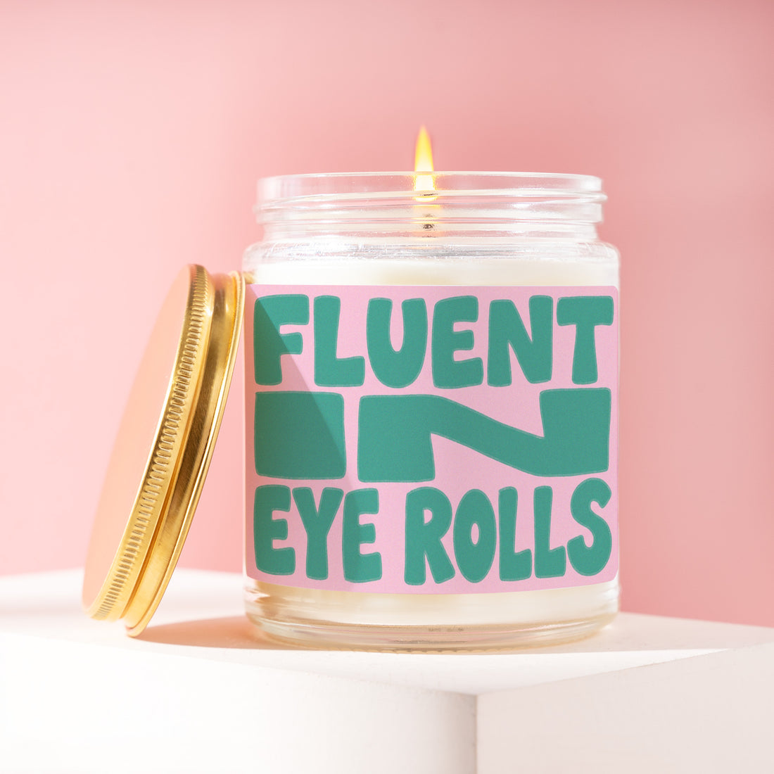 Fluent in Eye Rolls Candle, Funny Gift for Her, Sarcastic Birthday Present for Bestie, Teen Daughter, Coworker Humor R094