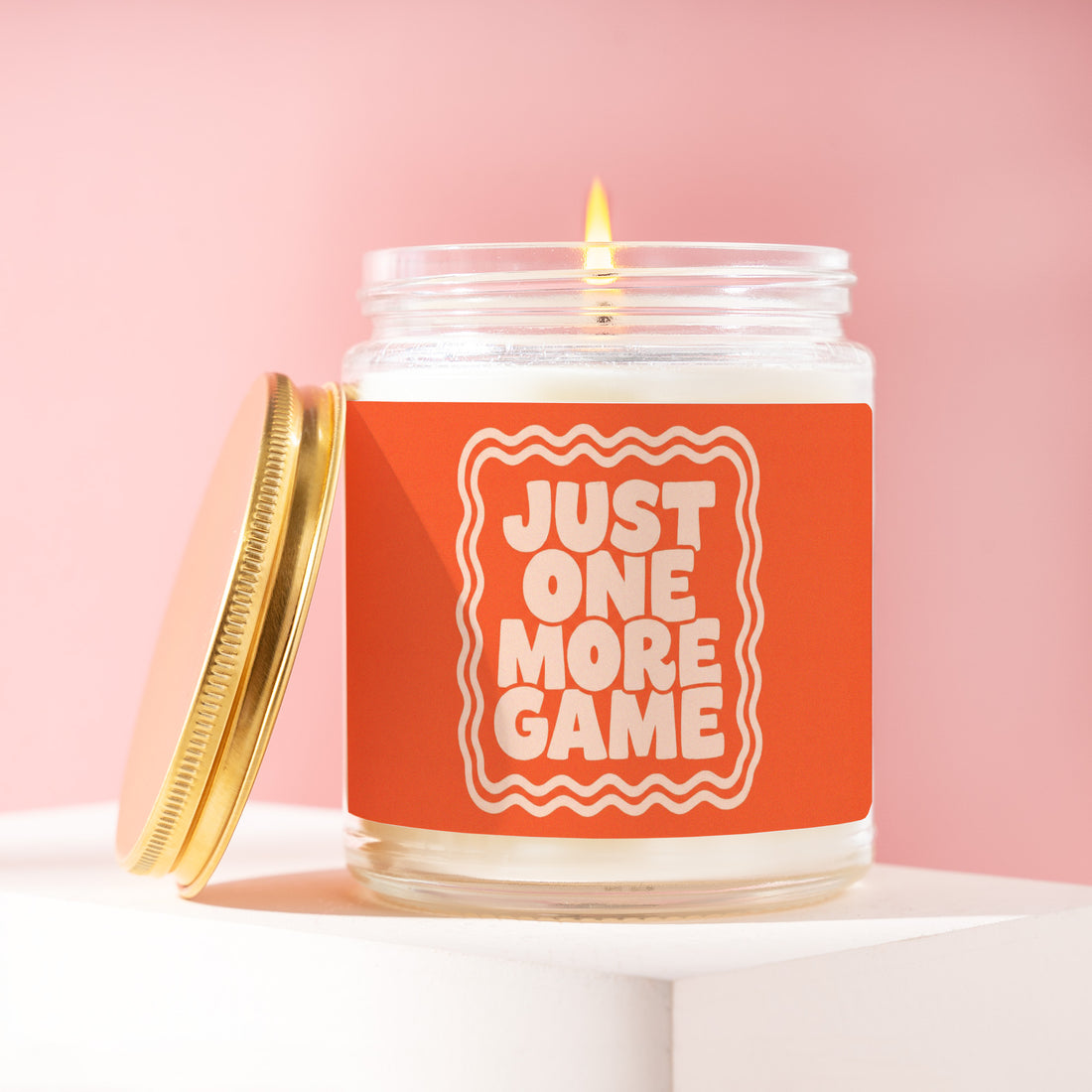 Just One More Game Candle, Mahjong Gift for Her, Orange Red Birthday Present for Mom, Bestie, Tile Club Night Idea R148