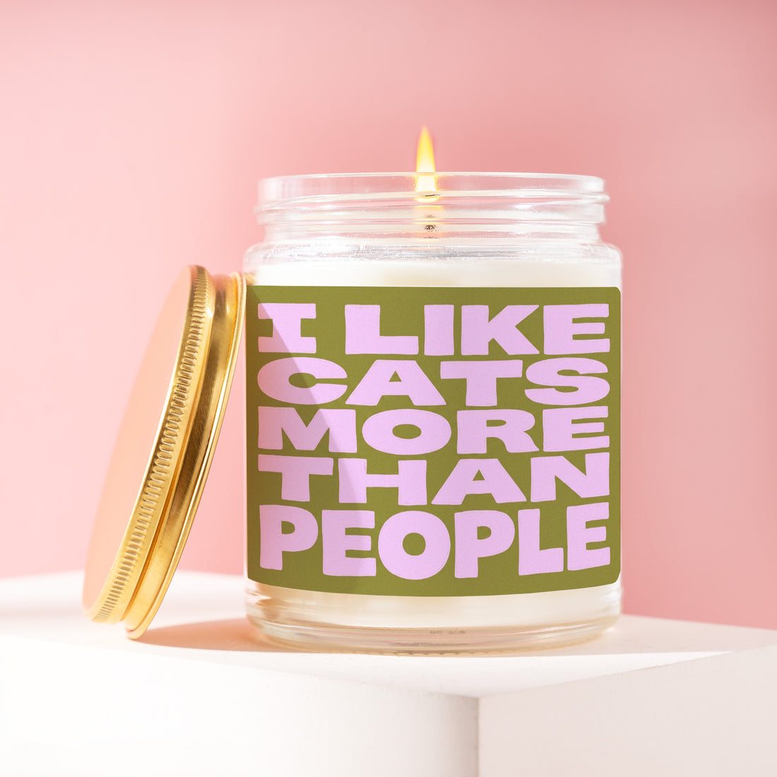 I Like Cats More Than People Candle, Funny Cat Mom Gift for Her, Olive Birthday Present for Bestie, Introvert Humor R156