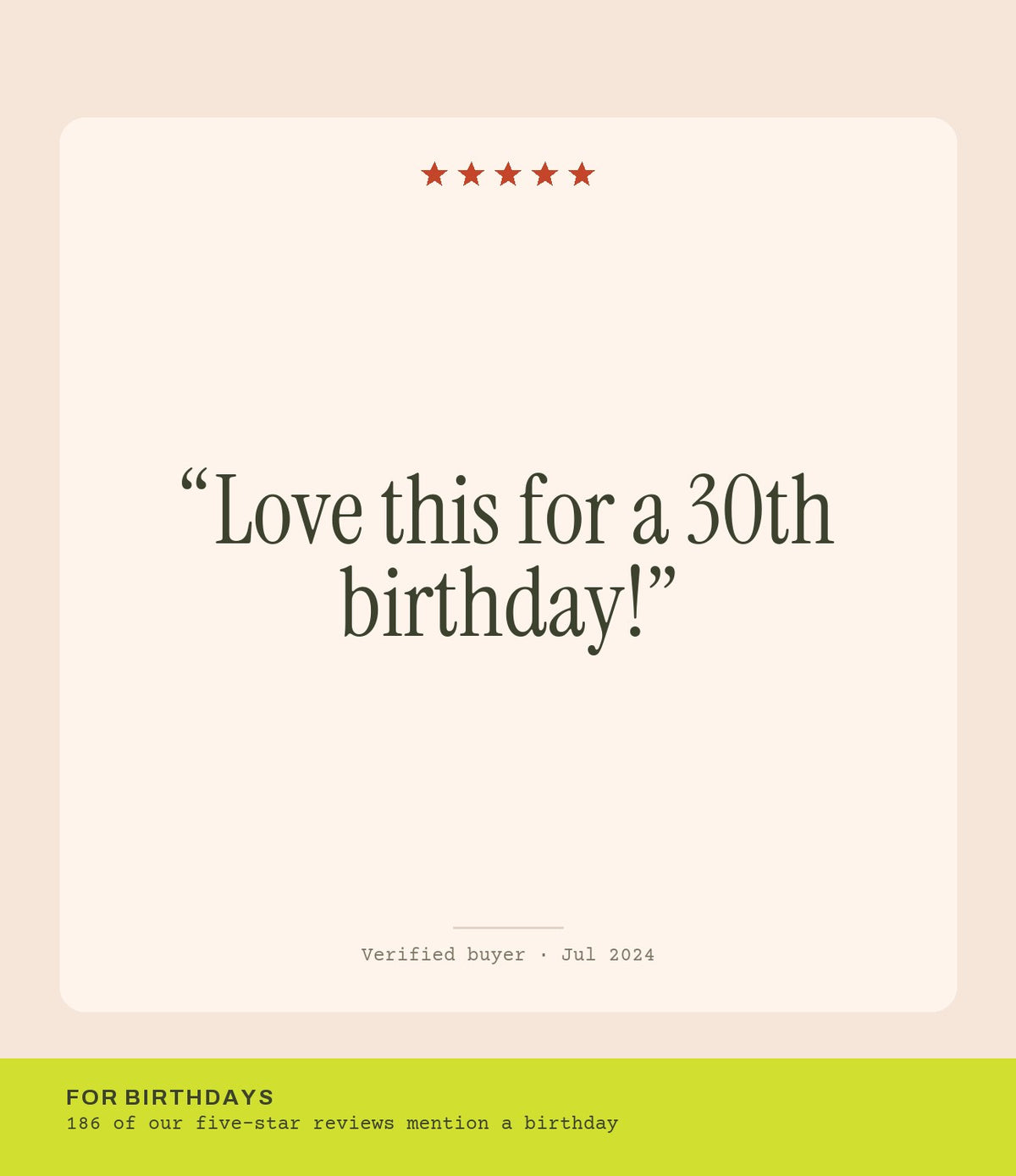 Verified buyer review: Love this for a 30th birthday!