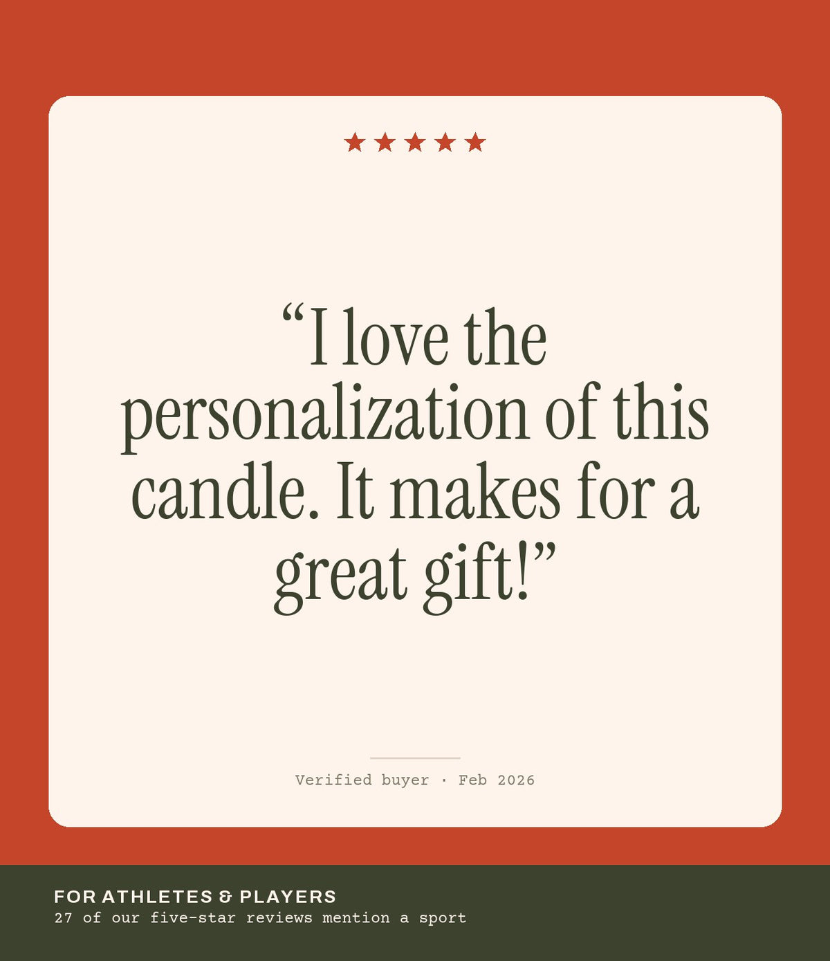 Verified buyer review: I love the personalization of this candle. It makes for a great gift!