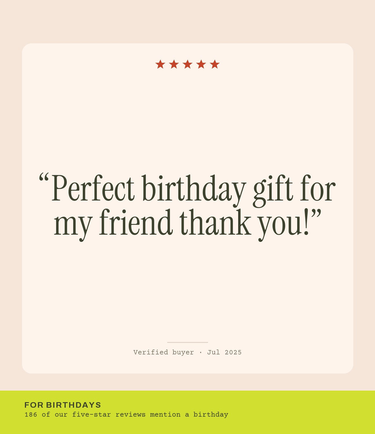 Verified buyer review: Perfect birthday gift for my friend thank you!