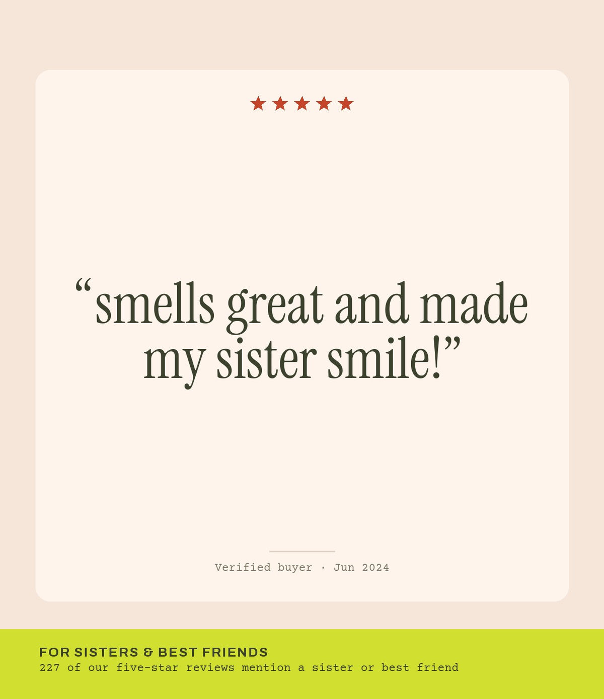 Verified buyer review: smells great and made my sister smile!