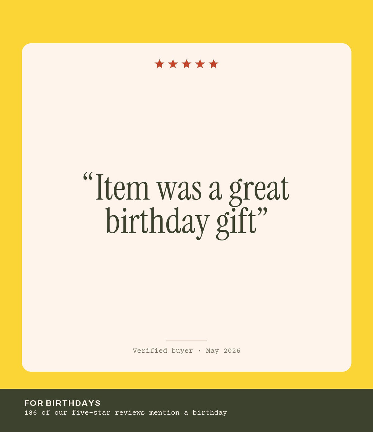Verified buyer review: Item was a great birthday gift