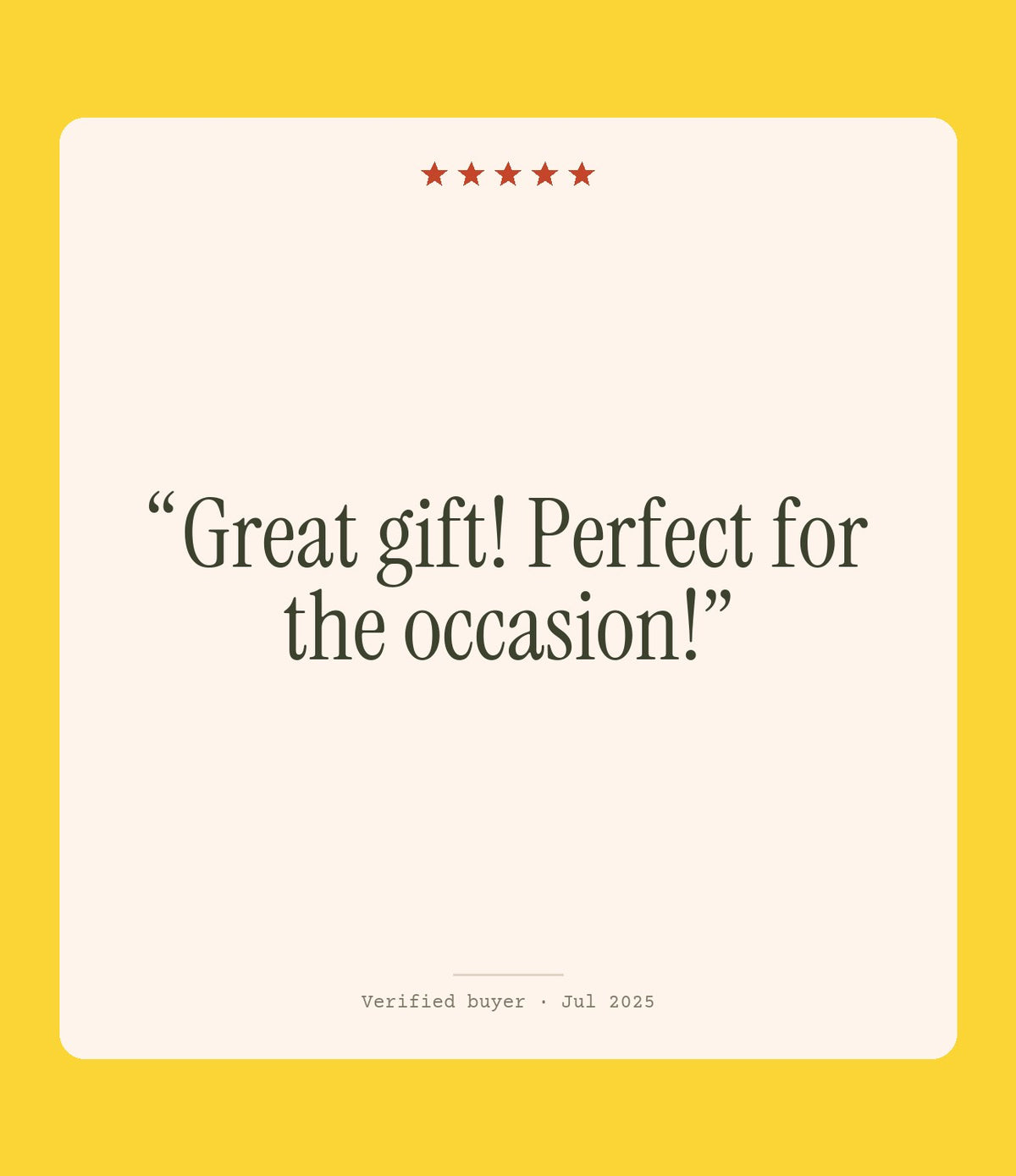 Verified buyer review: Great gift! Perfect for the occasion!