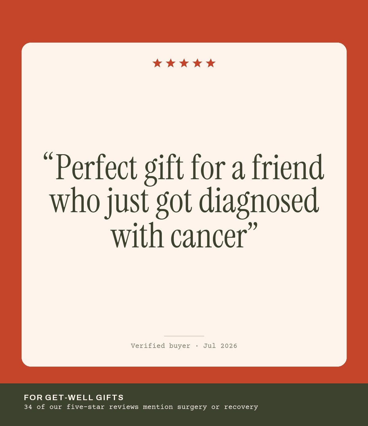 Verified buyer review: Perfect gift for a friend who just got diagnosed with cancer