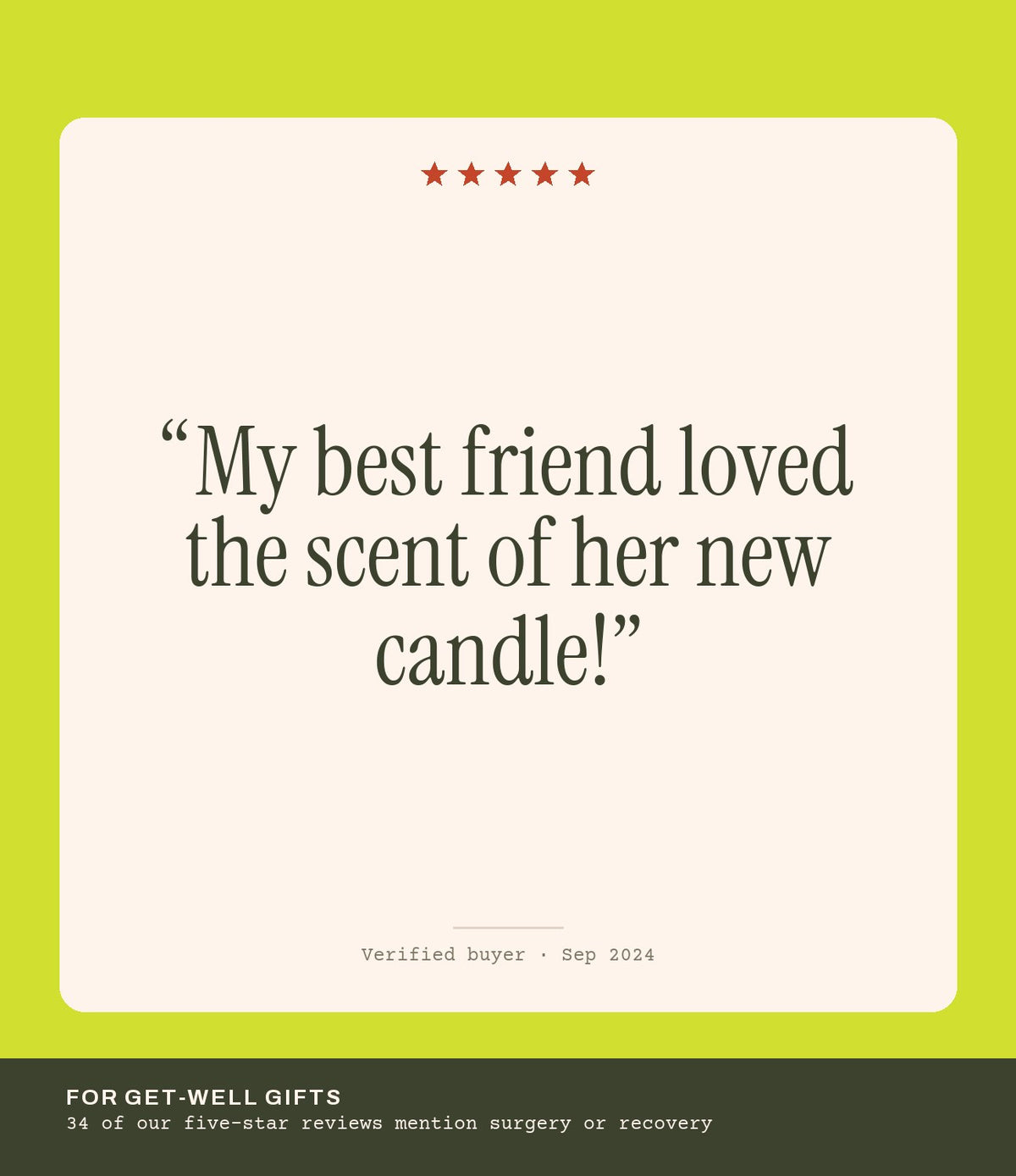 Verified buyer review: My best friend loved the scent of her new candle!