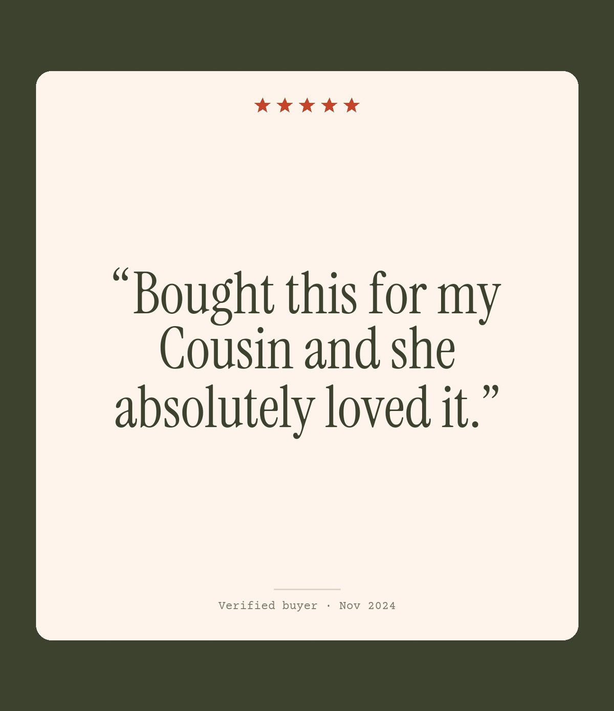 Verified buyer review: Bought this for my Cousin and she absolutely loved it.