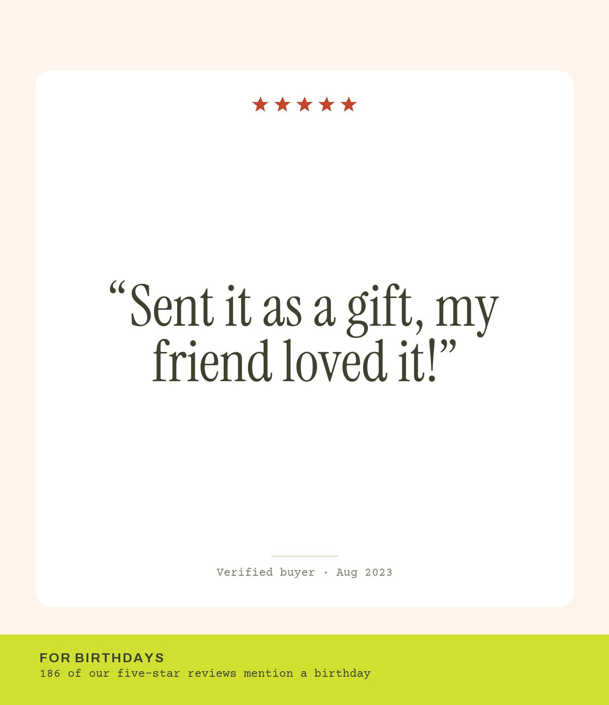Verified buyer review: Sent it as a gift, my friend loved it!