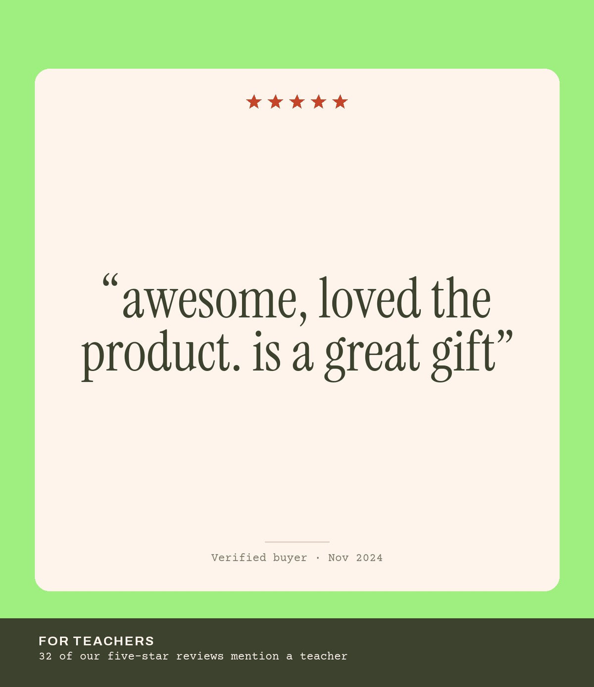 Verified buyer review: awesome, loved the product. is a great gift