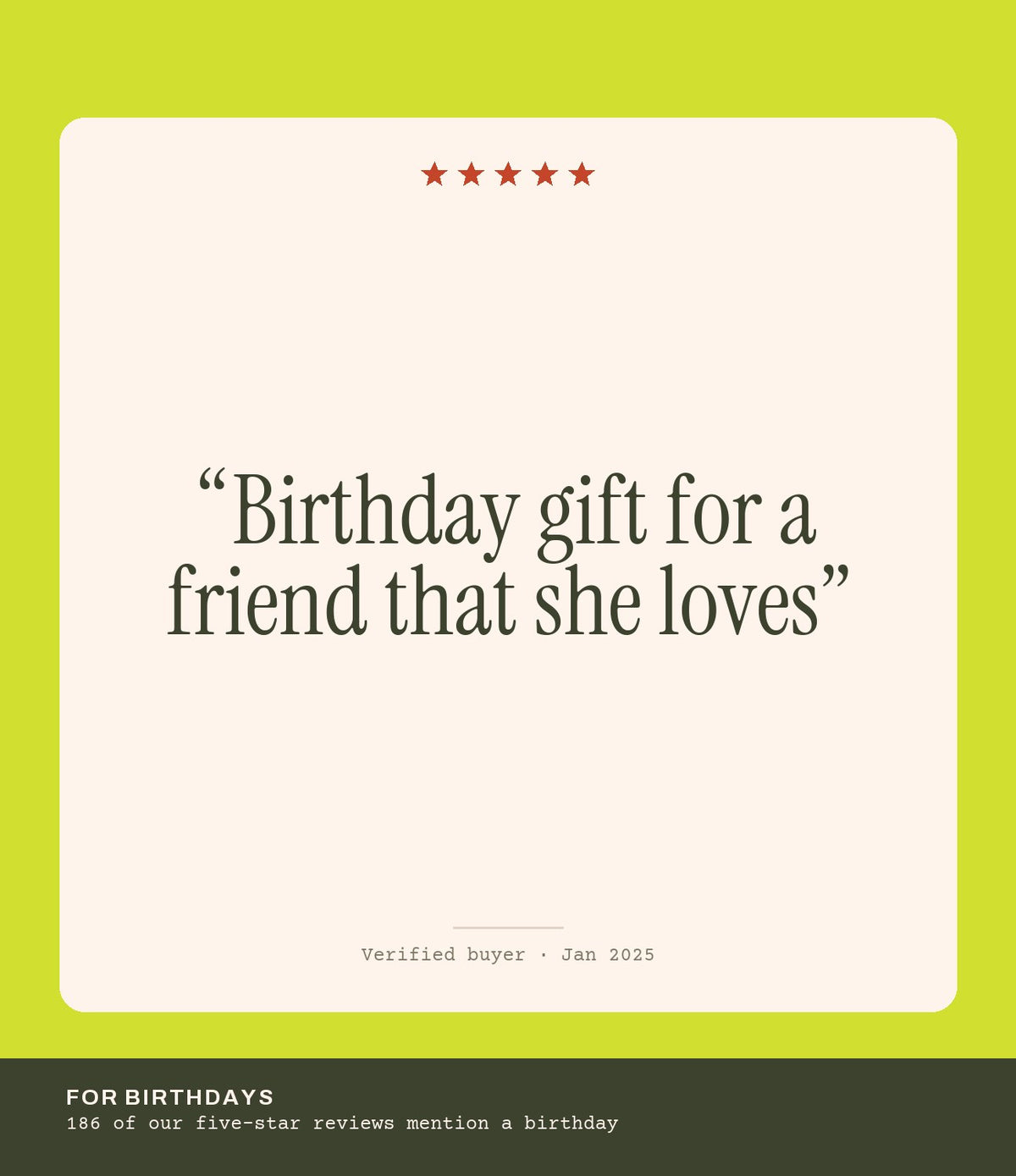 Verified buyer review: Birthday gift for a friend that she loves