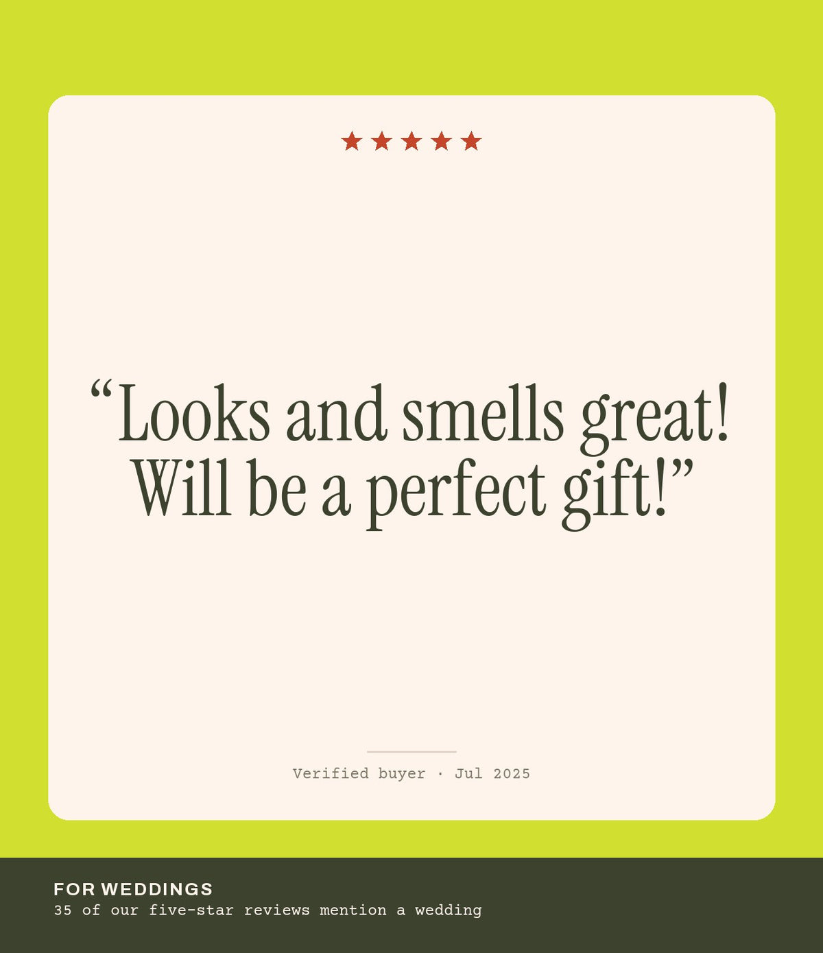 Verified buyer review: Looks and smells great! Will be a perfect gift!