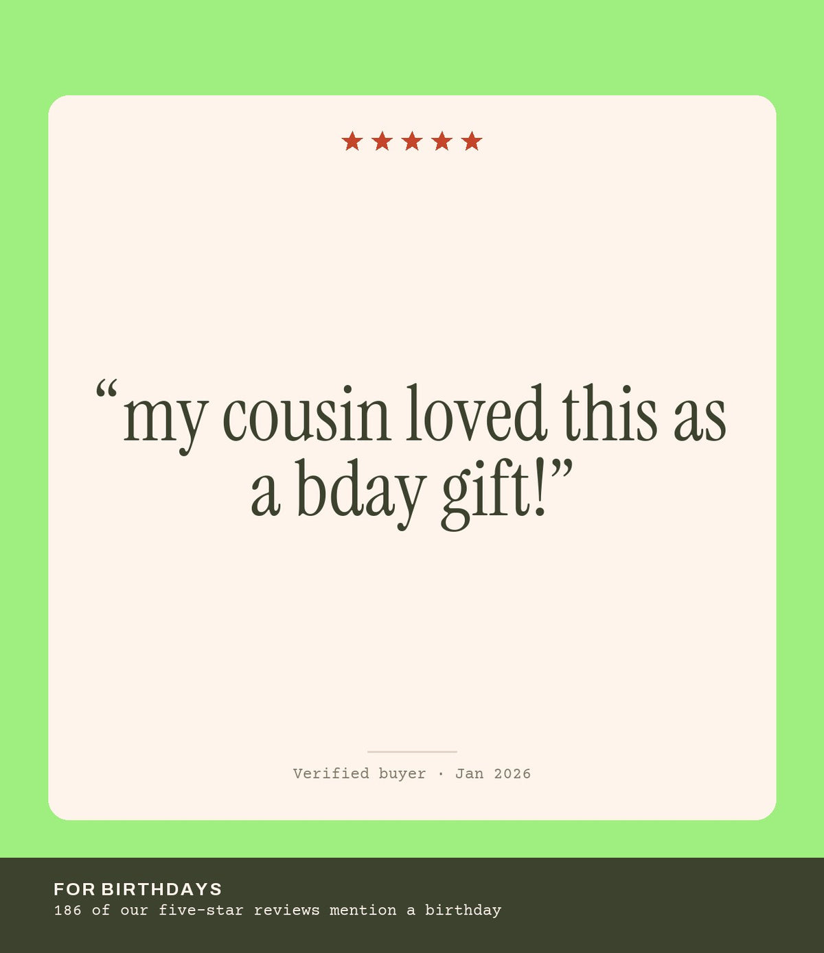 Verified buyer review: my cousin loved this as a bday gift!