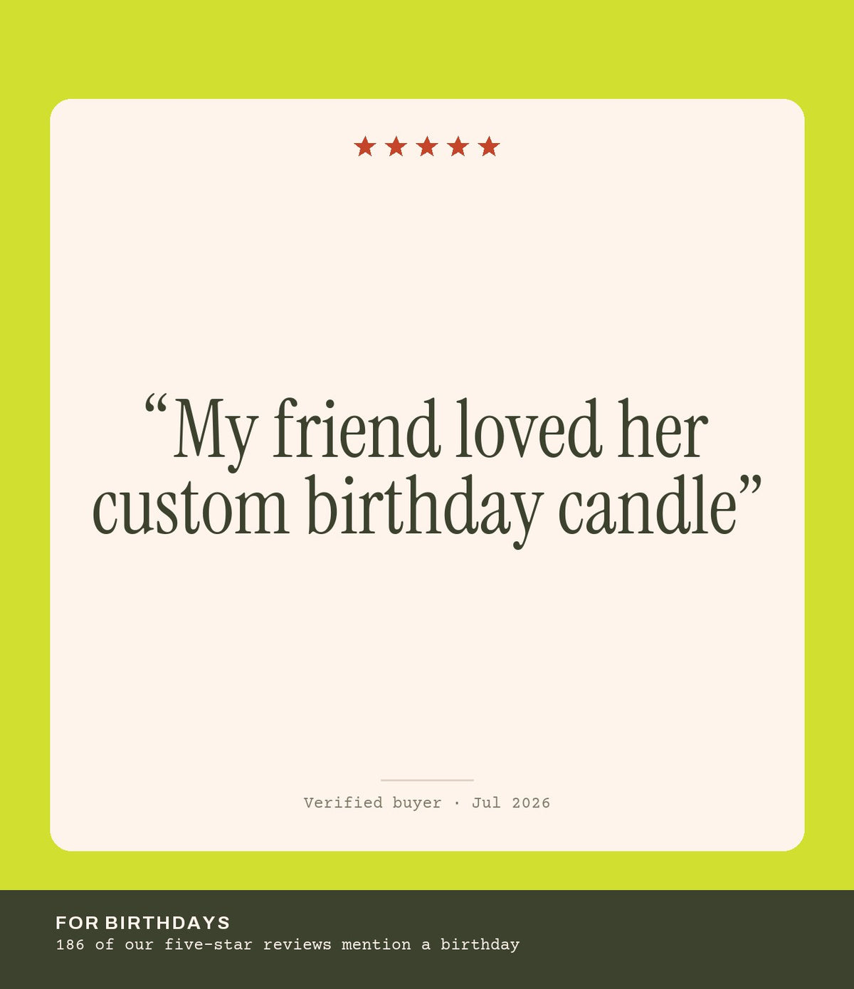 Verified buyer review: My friend loved her custom birthday candle