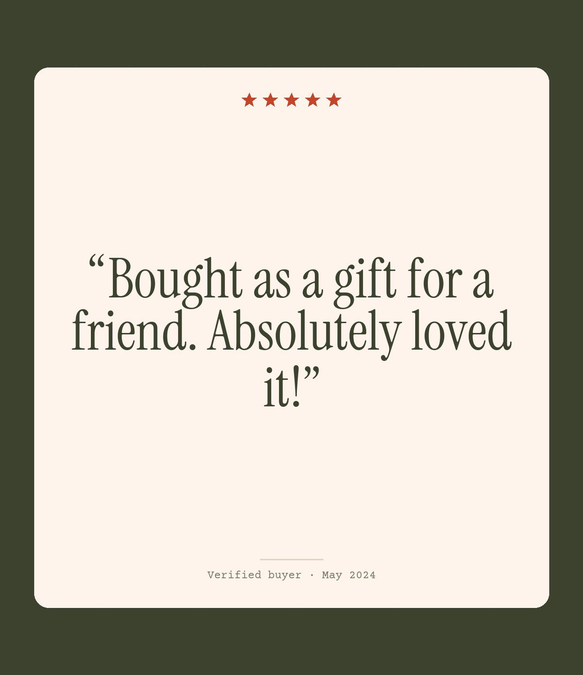 Verified buyer review: Bought as a gift for a friend. Absolutely loved it!