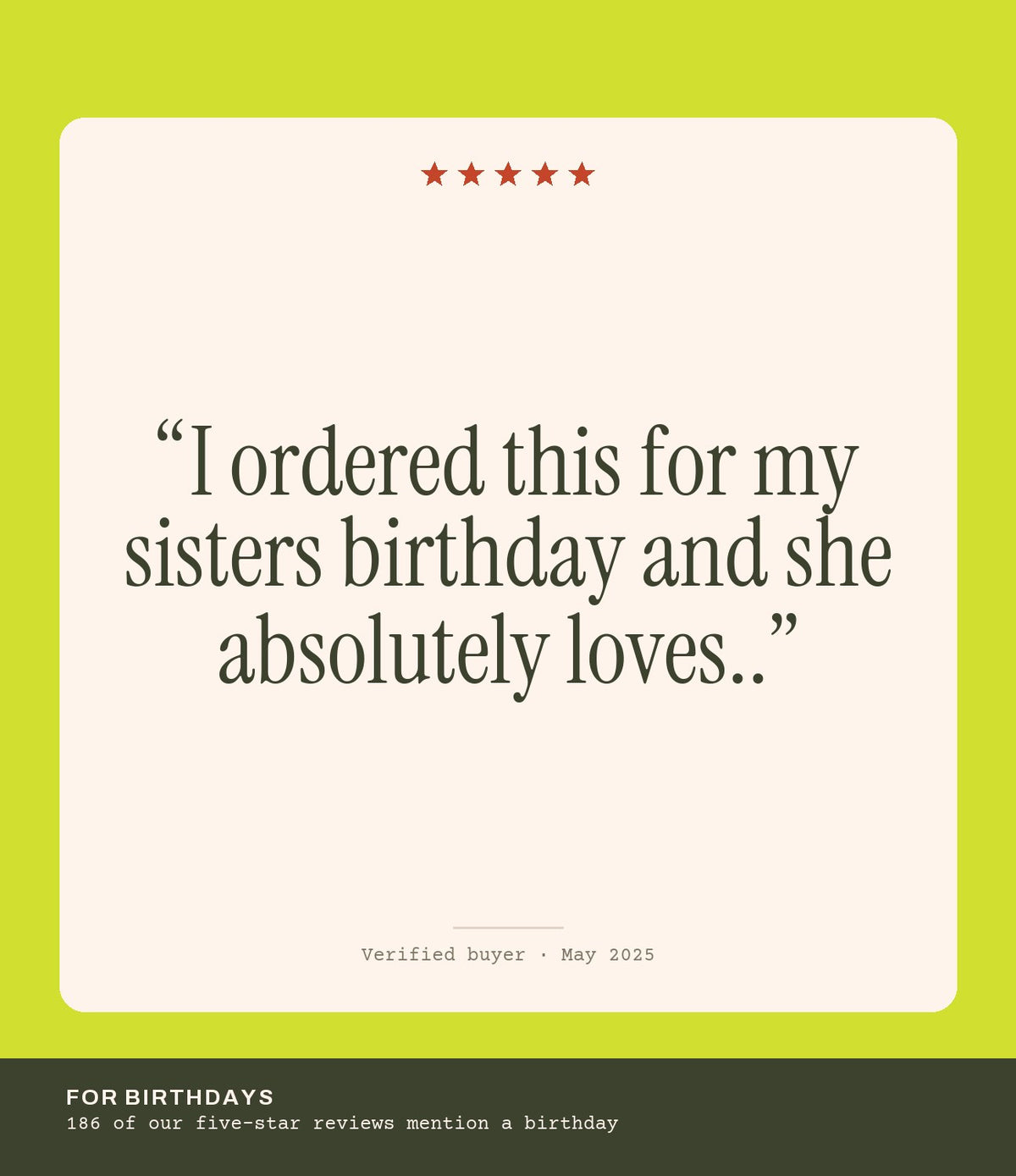 Verified buyer review: I ordered this for my sisters birthday and she absolutely loves..