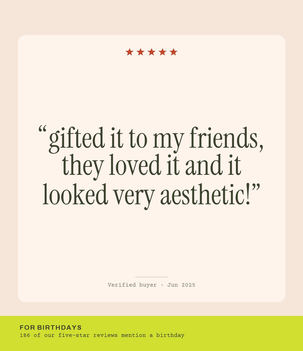 Verified buyer review: gifted it to my friends, they loved it and it looked very aesthetic!