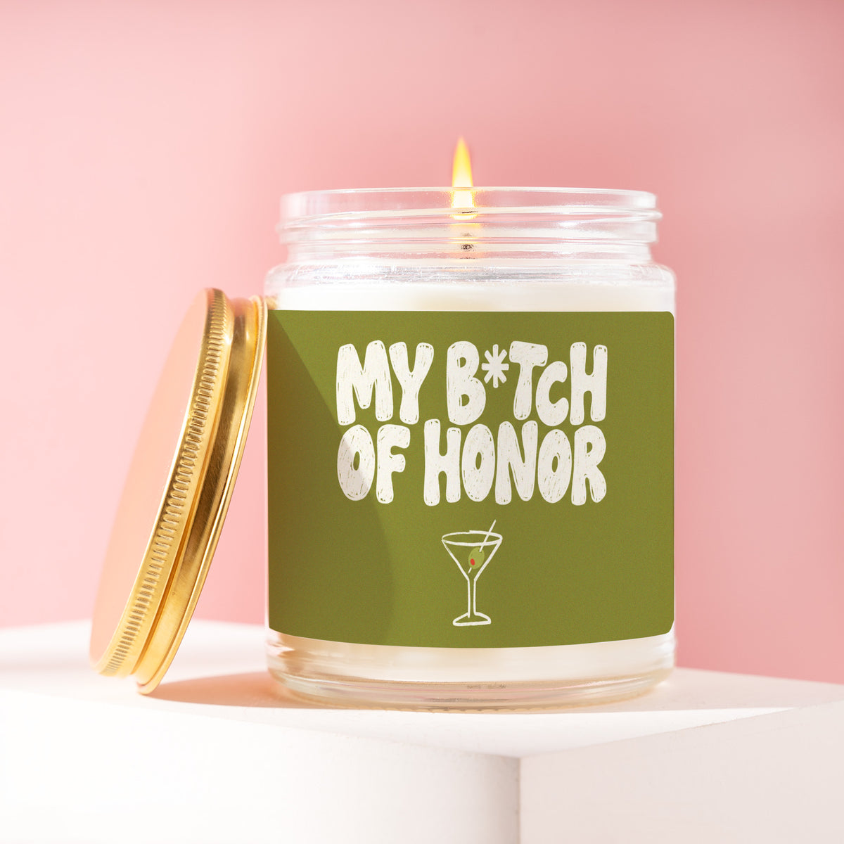 My B*tch Of Honor 9 oz soy candle with a brushed gold lid by James Wax