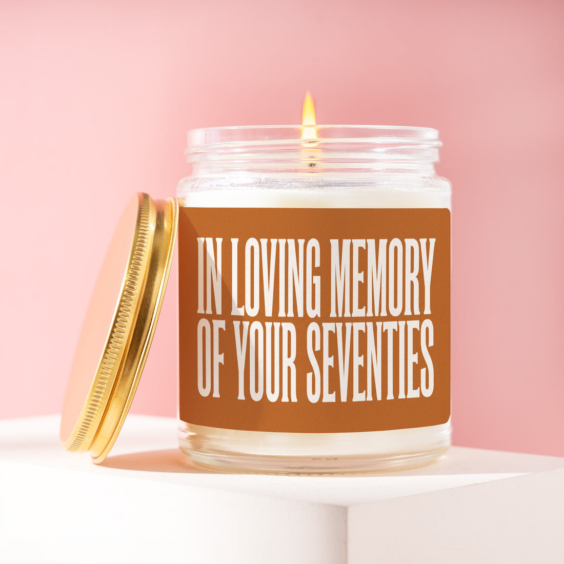 Funny 80th Birthday Gift for Her, In Loving Memory of Your Seventies Candle, Turning 80 Present for Best Friend, Eighty Party Decor R429