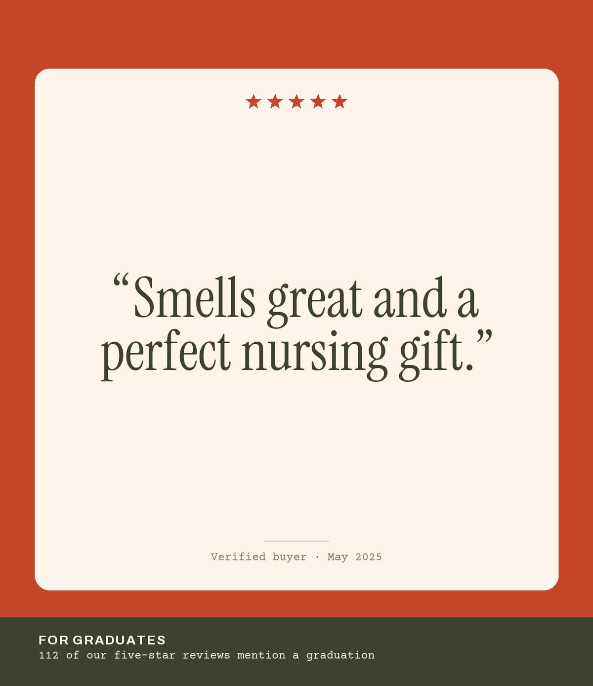 Verified buyer review: Smells great and a perfect nursing gift.