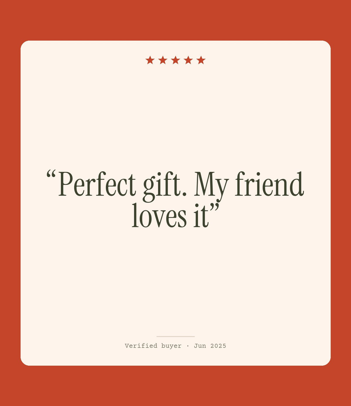Verified buyer review: Perfect gift. My friend loves it