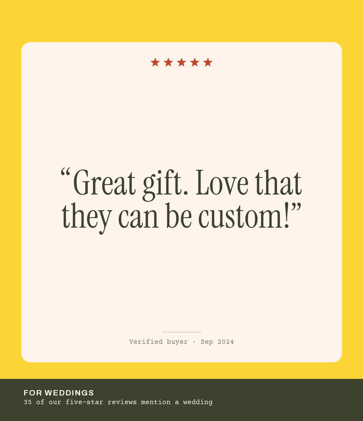 Verified buyer review: Great gift. Love that they can be custom!